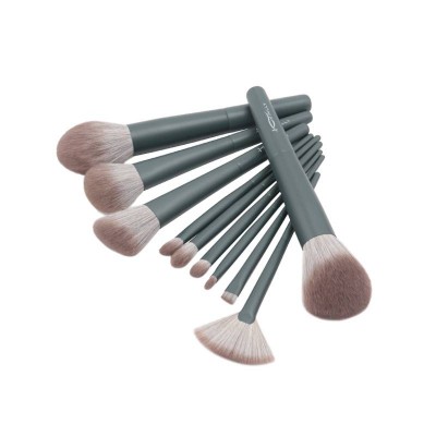 Dark green color long ferrule manufacture professional 10 pcs long ferrule makeup brush set