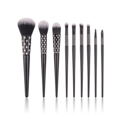 Laser Printing Classic Black Wooden Handle Makeup Brushes Wholesale Price Cosmetics Foundation Blending Blush Make Up Brushes