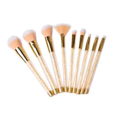 9PCS Customized Private Label Synthetic Hair Glitter Plastic Makeup Brushes