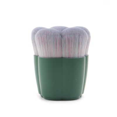 Matte Green Color Plastic Handle with Colorful High Quality Hair Powder Makeup Brush