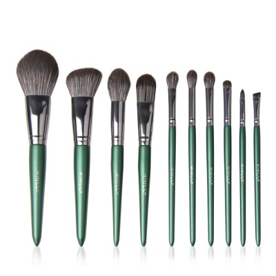 10PCS Makeup Brushes Set Powder Foundation Eywshadow Blusher Contour OEM Green Color Makeup Brush