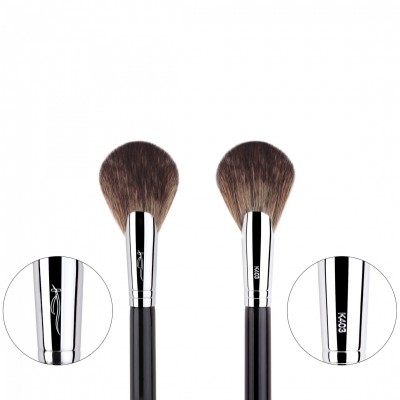 Silver Copper Ferrule Black Handle Animal Hair Fan Makeup Brush